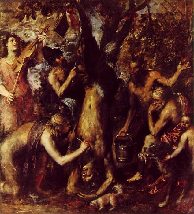 TIZIANO Vecellio The Flaying of Marsyas ar Norge oil painting art